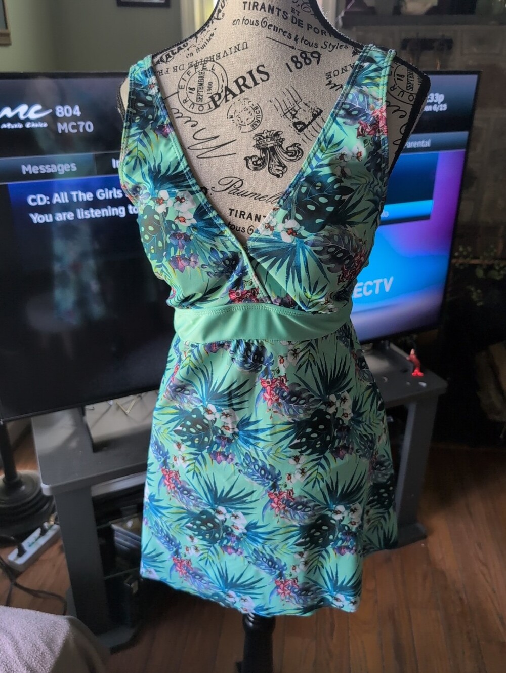 Rotita Women's Tropical Green Floral Swimsuit Two Piece Size XL